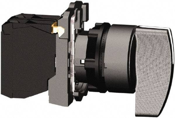 Schneider Electric - 22mm Mount Hole, 2 Position, Handle Operated, Selector Switch with Contact Blocks - Black, Maintained (MA), Shock, Vibration and Water Resistant - Americas Industrial Supply