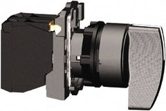 Schneider Electric - 22mm Mount Hole, 2 Position, Handle Operated, Selector Switch with Contact Blocks - Black, Maintained (MA), Shock, Vibration and Water Resistant - Americas Industrial Supply