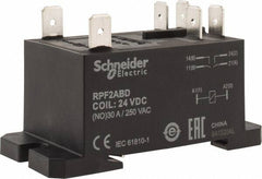 Schneider Electric - 7,500 VA Power Rating, Electromechanical Plug-in General Purpose Relay - 20 Amp at 28 VDC, 25 at 28 VDC, 30 at 250/277 VAC, 2NO, 24 VDC - Americas Industrial Supply