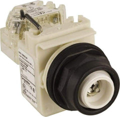 Schneider Electric - 120 V White Lens LED Pilot Light - Round Lens, Screw Clamp Connector, 54mm OAL x 42mm Wide, Vibration Resistant - Americas Industrial Supply