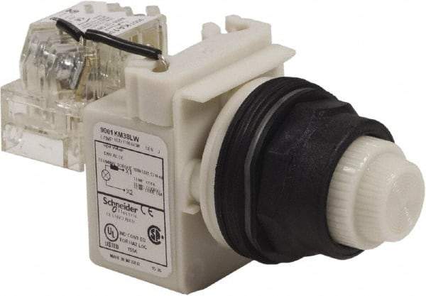 Schneider Electric - 120 V White Lens LED Press-to-Test Indicating Light - Round Lens, Screw Clamp Connector, Corrosion Resistant, Dust Resistant, Oil Resistant - Americas Industrial Supply