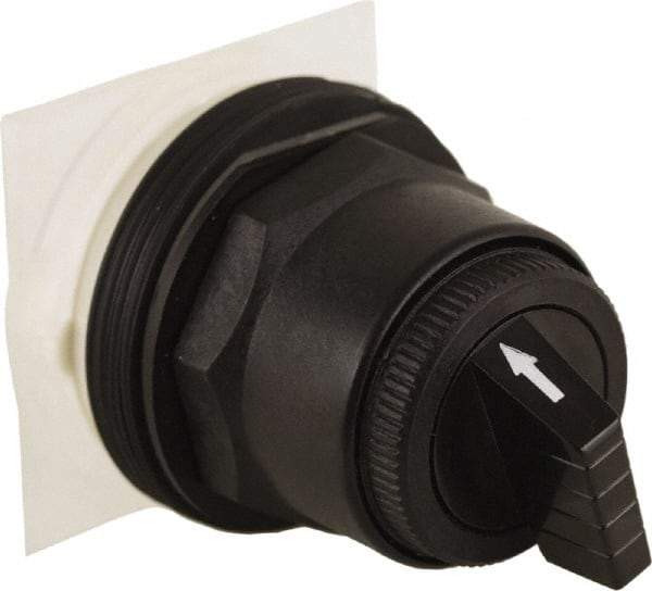 Schneider Electric - 30mm Mount Hole, 3 Position, Knob and Pushbutton Operated, Selector Switch Only - Black, Maintained (MA), without Contact Blocks, Anticorrosive, Weatherproof, Dust and Oil Resistant - Americas Industrial Supply