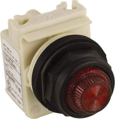 Schneider Electric - 120 VAC Red Lens LED Pilot Light - Round Lens, Screw Clamp Connector, 54mm OAL x 42mm Wide, Vibration Resistant - Americas Industrial Supply