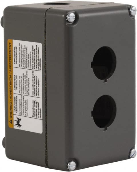 Schneider Electric - 2 Hole, 30mm Hole Diameter, Aluminum Pushbutton Switch Enclosure - 1, 3, 4, 6, 12, 13 NEMA Rated - Americas Industrial Supply