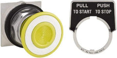 Schneider Electric - 30mm Mount Hole, Extended Straight, Pushbutton Switch Only - Yellow Pushbutton, Maintained (MA) - Americas Industrial Supply