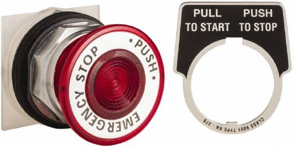 Schneider Electric - 30mm Mount Hole, Extended Straight, Pushbutton Switch Only - Round, Red Pushbutton, Maintained (MA), Weatherproof, Dust and Oil Resistant - Americas Industrial Supply