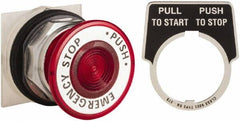 Schneider Electric - 30mm Mount Hole, Extended Straight, Pushbutton Switch Only - Round, Red Pushbutton, Maintained (MA), Weatherproof, Dust and Oil Resistant - Americas Industrial Supply