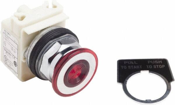 Schneider Electric - 30mm Mount Hole, Extended Straight, Pushbutton Switch Only - Red Pushbutton, Maintained (MA) - Americas Industrial Supply