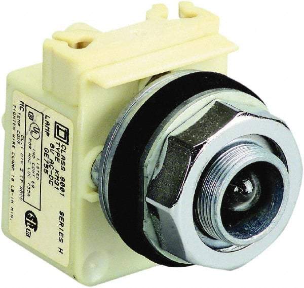 Schneider Electric - 48 V Incandescent Pilot Light - Round Lens, Screw Clamp Connector - Americas Industrial Supply