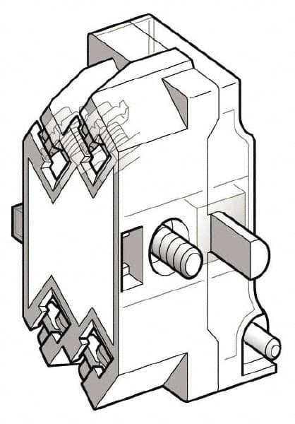 Schneider Electric - Multiple Amp Levels, Electrical Switch Contact Block - 125 VDC at 0.55 Amp and 240 VAC at 3 Amp, Screw Terminal, For Use with Harmony 9001K - Americas Industrial Supply