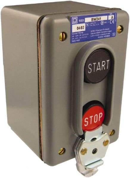 Schneider Electric - 2 Operator, Projecting Pushbutton Control Station - Start, Stop (Legend), Momentary Switch, NO/NC Contact, NEMA 4 - Americas Industrial Supply