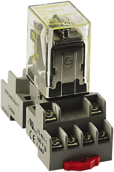 Square D - 14 Pins, 300 VAC, 10 Amp, Spade Relay Socket - DIN Rail Mount, Panel Mount, Screw Clamp Terminal - Americas Industrial Supply