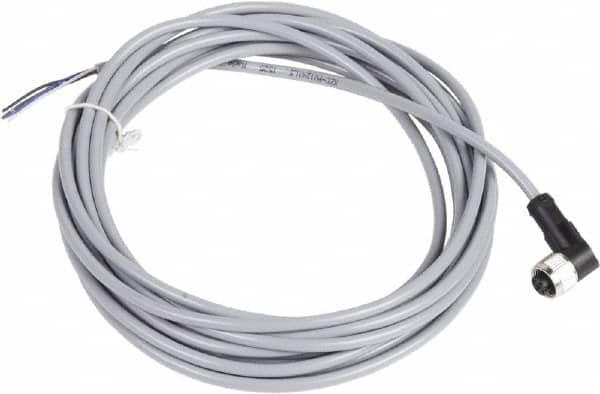 Telemecanique Sensors - 3 Amp, M12 4 Pin Elbowed Female Cordset Sensor and Receptacle - 250 VAC, 300 VDC, 5m Cable Length, IP67 Ingress Rating - Americas Industrial Supply