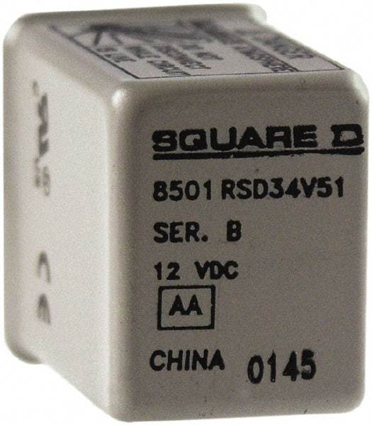 Square D - Electromechanical Plug-in General Purpose Relay - 5 Amp at 240 VAC, 4PDT, 12 VDC - Americas Industrial Supply