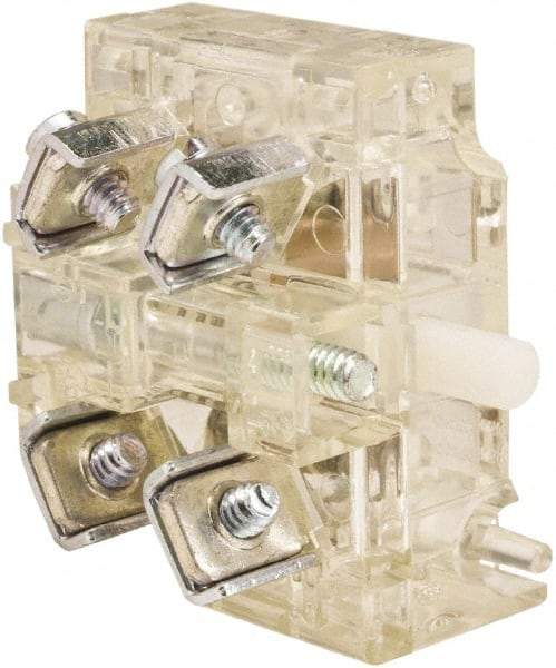 Schneider Electric - NO/NC, 10 Amp, Electrical Switch Contact Block - 600 Volt, Screw and Solder Terminal, 30mm Hole - Americas Industrial Supply