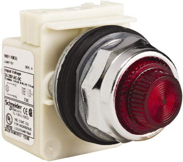 Schneider Electric - 28 V Red Lens Indicating Light - Screw Clamp Connector - Americas Industrial Supply