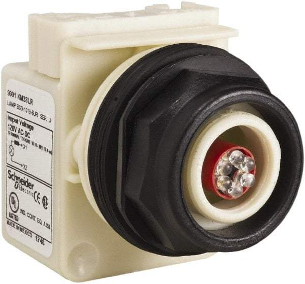 Schneider Electric - 120 V LED Indicating Light - Round Lens, Screw Clamp Connector, Corrosion Resistant, Dust Resistant, Oil Resistant - Americas Industrial Supply