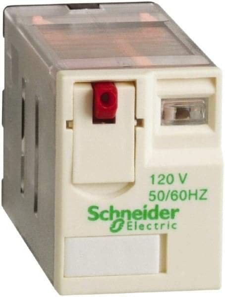 Schneider Electric - 3,750 VA Power Rating, Electromechanical Plug-in General Purpose Relay - 15 Amp at 250 VAC & 28 VDC, 2CO, 120 VAC - Americas Industrial Supply