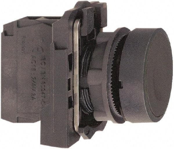 Schneider Electric - 22mm Mount Hole, Flush, Pushbutton Switch with Contact Block - Round, Black Pushbutton, Momentary (MO) - Americas Industrial Supply