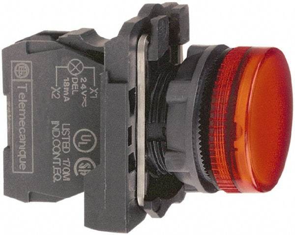 Schneider Electric - 250 V Red Lens LED Pilot Light - Round Lens, Screw Clamp Connector, 30mm Wide, Vibration Resistant, Water Resistant - Americas Industrial Supply