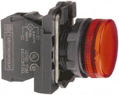 Schneider Electric - 230-240 VAC at 50/60 Hz Red Lens LED Pilot Light - Round Lens, Screw Clamp Connector, 30mm Wide, Vibration Resistant, Water Resistant - Americas Industrial Supply