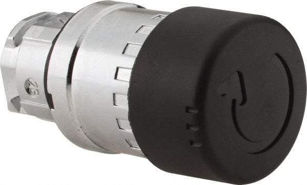 Schneider Electric - 22mm Mount Hole, Extended Mushroom Head, Pushbutton Switch Only - Round, Black Pushbutton, Nonilluminated, Maintained (MA) - Americas Industrial Supply