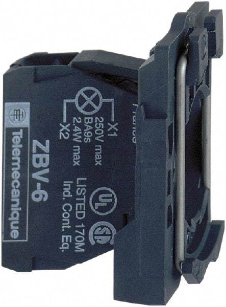 Schneider Electric - 24 VAC/VDC at 50/60 Hz Blue Lens LED Indicating Light - Screw Clamp Connector, Electromagnetic Field Resistant, Electrostatic Discharge Resistant, Vibration Resistant - Americas Industrial Supply