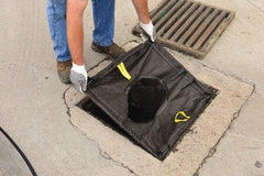 Eagle - 26" Long x 26" Wide, Nonwoven Geo-Textile Barrier Absorbent - 27" to 29" Drain, Black, Use to Seal off Spills From the Environment, Oil/Sediment - Americas Industrial Supply