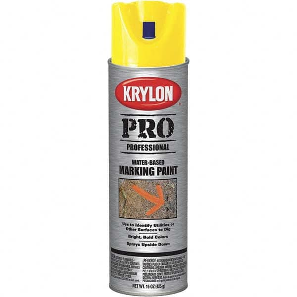 Krylon - 15 fl oz Yellow Marking Paint - Water Base Formula - Americas Industrial Supply