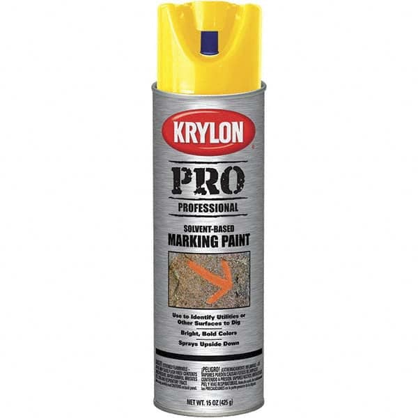 Krylon - 15 fl oz Yellow Marking Paint - Solvent Base Formula - Americas Industrial Supply