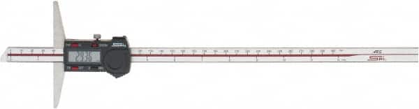 SPI - 0mm to 300mm ABS Plastic (Case) Electronic Depth Gage - 0.04mm Accuracy, 0.01mm Resolution, 4" Base Length - Americas Industrial Supply