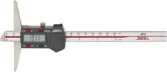 SPI - 0mm to 150mm ABS Plastic (Case) Electronic Depth Gage - 0.02mm Accuracy, 0.01mm Resolution, 4" Base Length - Americas Industrial Supply