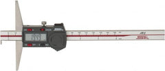 SPI - 0mm to 150mm ABS Plastic (Case) Electronic Depth Gage - 0.02mm Accuracy, 0.01mm Resolution, 4" Base Length, With Single Hook - Americas Industrial Supply