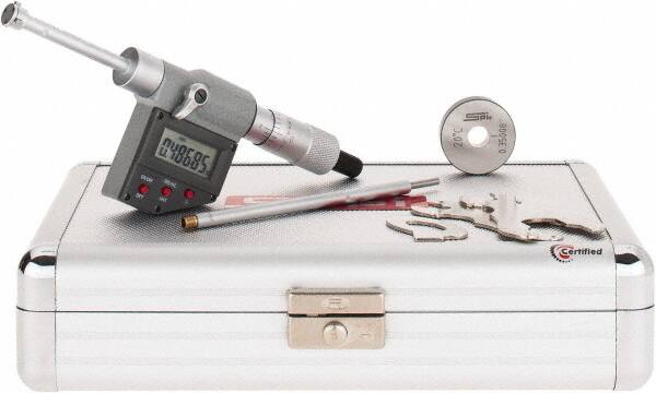 SPI - 0.35" to 0.425", IP65, Carbide Face Chrome Plated Finish, Electronic Inside Micrometer - 0.00005" Resolution, 0.00016" Accuracy, 53.5" Gage Depth - Americas Industrial Supply