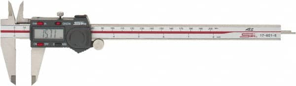 SPI - 0 to 200mm Range, 0.01mm Resolution, Electronic Caliper - Stainless Steel with 50mm Stainless Steel Jaws, 0.0015" Accuracy, Micro USB Output - Americas Industrial Supply
