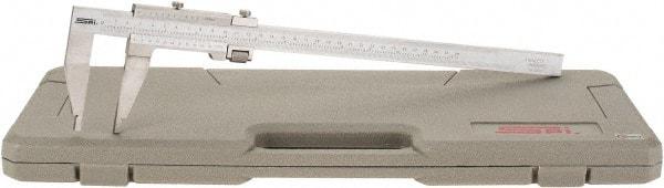SPI - 0 to 300mm Stainless Steel Vernier Caliper - 0.02mm Graduation, 75mm Jaw Depth, 0.04mm Accuracy, Includes NIST Traceability Certificate - Americas Industrial Supply