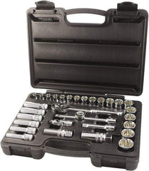 Paramount - 31 Piece 3/8" Drive Chrome Finish Socket Set - 12 Points, 6mm to 24mm Range, Metric Measurement Standard - Americas Industrial Supply