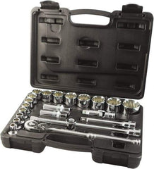Paramount - 22 Piece 1/2" Drive Chrome Finish Socket Set - 12 Points, 5/16" to 1-1/4" Range, Inch Measurement Standard - Americas Industrial Supply