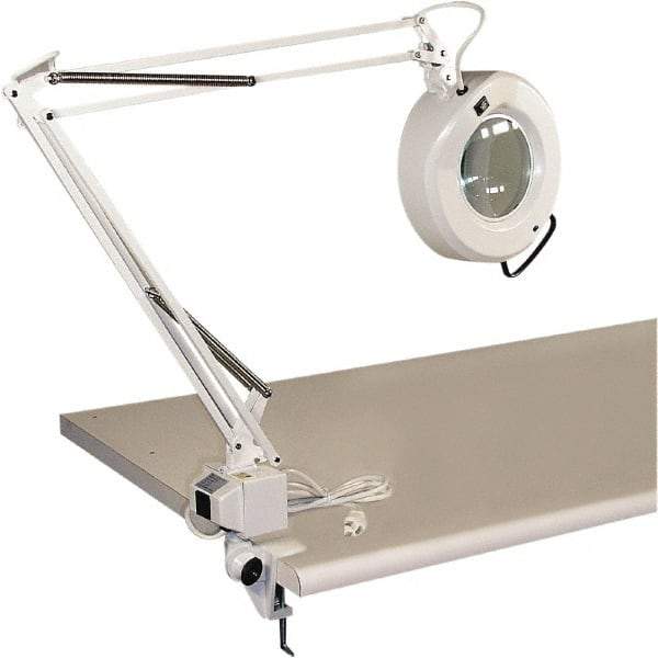 Proline - 45" Arm, Spring Suspension, Bracket Mount, Fluorescent, White, Magnifying Task Light - 22 Watts, 3 Diopter Magnification - Americas Industrial Supply