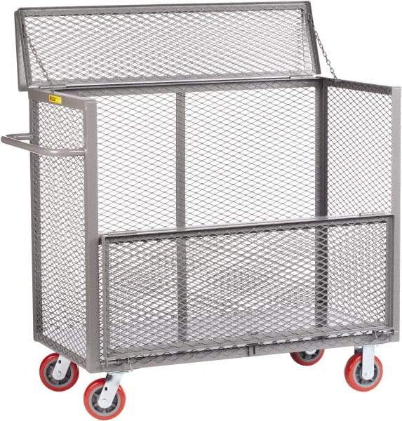 Little Giant - 3,600 Lb Capacity, Steel Security Truck - 53-1/2" Long x 30" Wide x 47" High, 6" Diam Polyurethane Wheels - Americas Industrial Supply