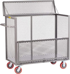 Little Giant - 3,600 Lb Capacity, Steel Security Truck - 53-1/2" Long x 30" Wide x 47" High, 6" Diam Polyurethane Wheels - Americas Industrial Supply