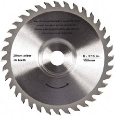 QEP - 6-3/16" Diam, 20mm Arbor Hole Diam, 36 Tooth Wet & Dry Cut Saw Blade - Tungsten Carbide-Tipped, Crosscut Action, Standard Round Arbor - Americas Industrial Supply