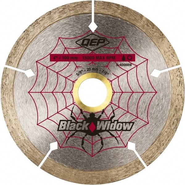 QEP - 4" Diam, 5/8" Arbor Hole Diam, Wet & Dry Cut Saw Blade - Diamond-Tipped, Smooth Action, Standard Round Arbor - Americas Industrial Supply