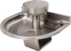 Acorn Engineering - Semi-Circular, Infrared Sensor, Wall Outlet Drain, 38" Diam, 3 Person Capacity, Stainless Steel, Wash Fountain - 0.5 GPM - Americas Industrial Supply