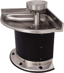 Acorn Engineering - Corner, Foot-Controlled, Wall Outlet Drain, 37" Diam, 3 Person Capacity, Stainless Steel & Vinylclad Galvanized Steel, Wash Fountain - 0.5 GPM - Americas Industrial Supply