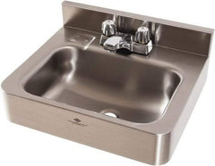 Acorn Engineering - 9-1/2" Long x 14-1/2" Wide Inside, 1 Compartment, Grade 304 Stainless Steel Lavatory Sink-Wall Hung - 16 Gauge, 15" Long x 18" Wide x 7" High Outside, 6" Deep - Americas Industrial Supply