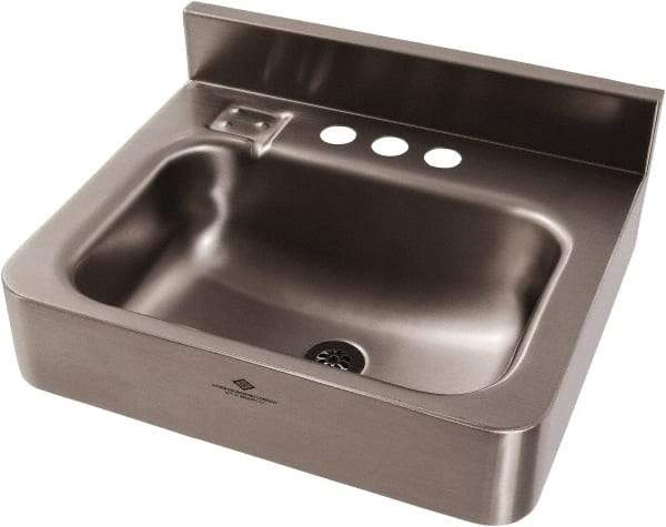 Acorn Engineering - 9-1/2" Long x 14-1/2" Wide Inside, 1 Compartment, Grade 304 Stainless Steel Lavatory Sink-Wall Hung - 16 Gauge, 15" Long x 18" Wide x 7" High Outside, 6" Deep - Americas Industrial Supply