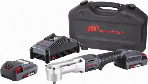 Ingersoll-Rand - 3/8" Drive 20 Volt Angled Cordless Impact Wrench & Ratchet - 1,900 RPM, 3,000 BPM, 180 Ft/Lb Torque, 2 Lithium-Ion Batteries Included - Americas Industrial Supply