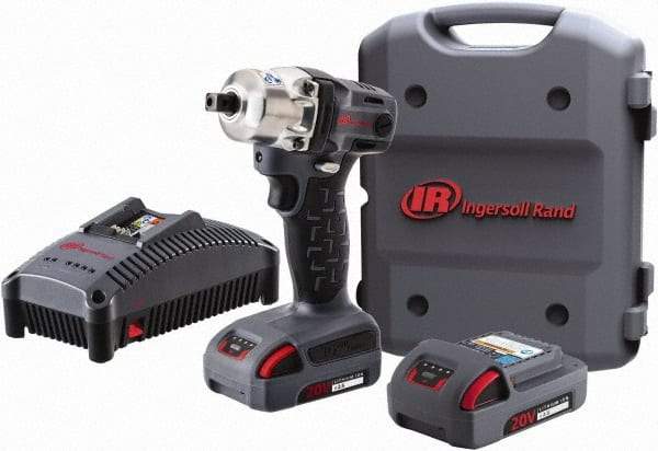 Ingersoll-Rand - 1/2" Drive 20 Volt Pistol Grip Cordless Impact Wrench & Ratchet - 1,900 RPM, 2,800 BPM, 160 Ft/Lb Torque, 2 Lithium-Ion Batteries Included - Americas Industrial Supply