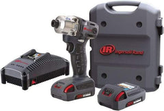 Ingersoll-Rand - 1/4" Drive 20 Volt Pistol Grip Cordless Impact Wrench & Ratchet - 1,900 RPM, 2,800 BPM, 160 Ft/Lb Torque, 2 Lithium-Ion Batteries Included - Americas Industrial Supply